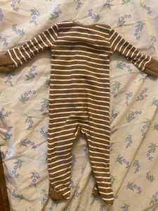 Brown &amp; White Striped Full Dress/Rompers