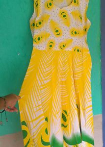 Bright Yellow &amp; Green Floral Print Dress