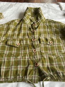Olive Green Oversized Plaid Top
