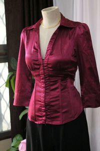 Elegant Magenta Satin Corset Shirt