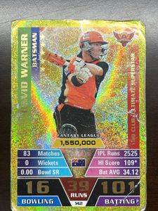 DAVID WARNER 101 CRICKET ATTAX GOLD CARD