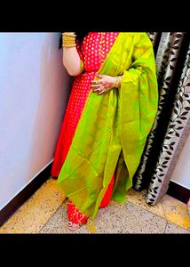 Red &amp; Green party wear piece &amp; dupatta in xl