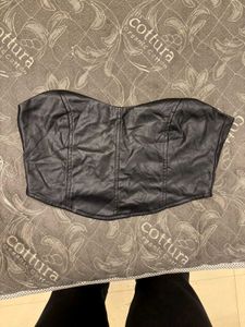 Black Faux Leather Tube Top