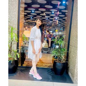 Off White Net Soft Cotton Dress 👗