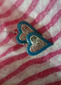 Heart Earrings - Green and Blue