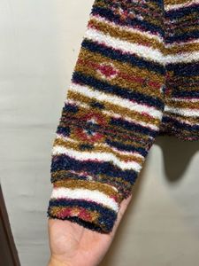 Colorful Striped Fuzzy Knit Sweater
