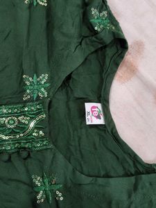 Green Embroidered Kurti