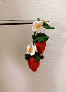 Crochet Strawberry Keychain