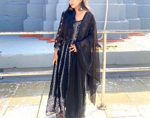 Black Embroidered Anarkali