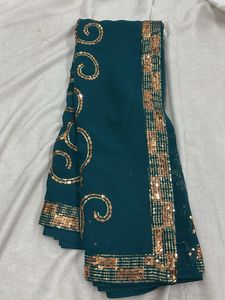 Elegant Green Sequin Saree