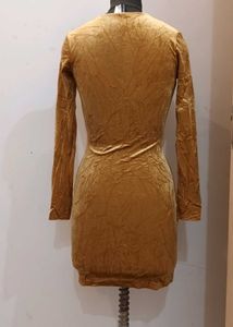 Gold Velvet Mini strechable dress