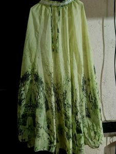 Green Chiffon Maxi Skirt