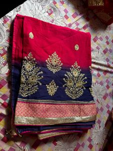 Cotton Light Weight Pink And Navy Blue Saree