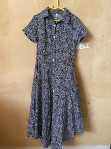 Abstract Waist Tie Up Dress