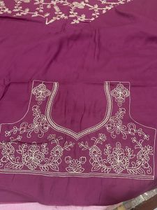 Satin Embroidery Saree