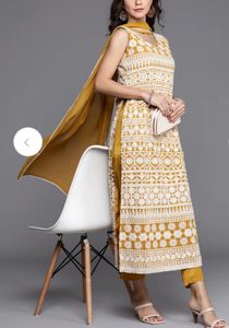 mustard yellow embroidery dress