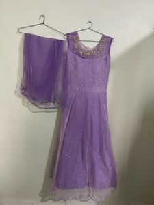 Purple Anarkali Kurta Set