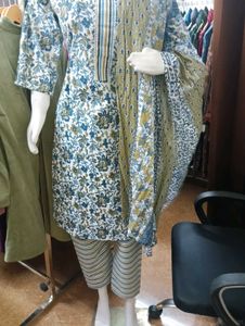 Cotton Kurti Pant Dupatta Set