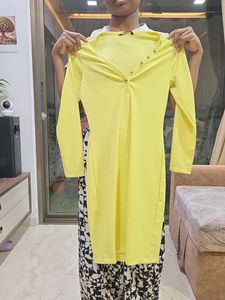 Yellow Long Sleeve Mini Dress