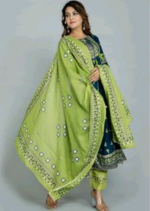 Elegant Green Printed Kurta and Duppatta