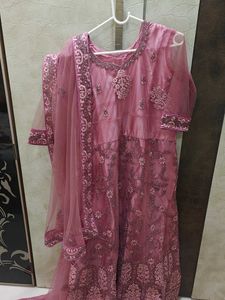 Pretty Pink Ethnic Gown With Dupatta