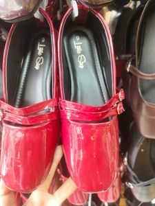 Red Patent Buckle Flats