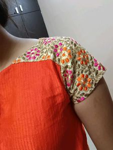 Elegant Orange Ethnic Gown
