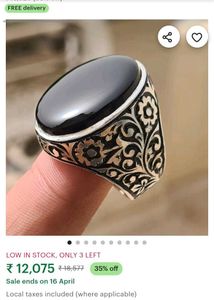 Gothic Black Stoned Grunge Ring Y2k