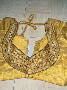 Golden Back-Tie Silk Blouse