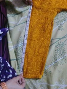 Mustard Yellow Embroidered Kurti