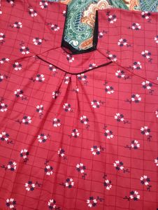 Red Floral Print Nightgown