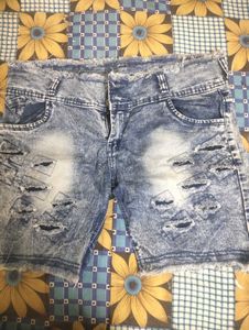 Ripped Denim Shorts