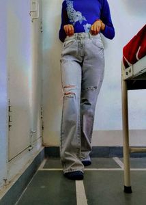 Damage Straight Jeans