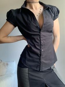 Y2K Pintresty🎀 Blouse Black Fitted Shirt