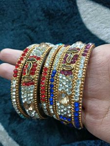 Colorful Rhinestone Bangle Set