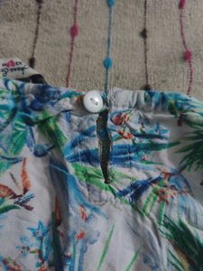 White Printed Cotton Top With Mega Sleeves