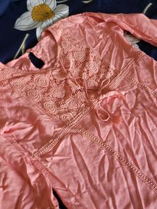 Peach Embroidered Tunic Top