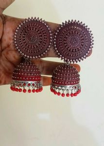 Red Oxidised Earrings