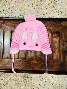 Pink Winter Cap For 1-2 Year Baby