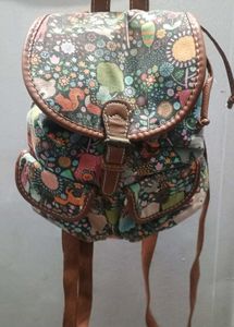 Multicolor Jungle Print Mini Canvas Backpack
