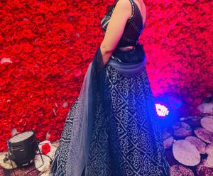 Blue Lehenga Set With Embroidery On Blouse