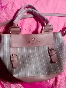 Blue Cherry Striped Handbag
