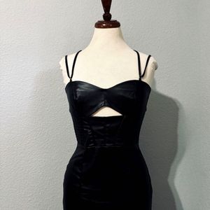 Zara Faux Leather Cutout Midi