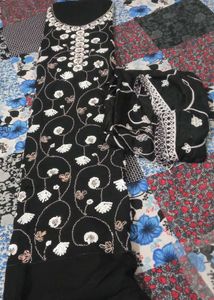 Eid Offer Black Handwrk Suit Metarial