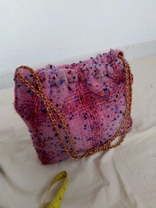 Pink Tweed Shoulder Bag