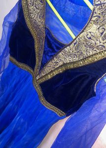 Blue Frock Suit With wide Flare in net #party wear