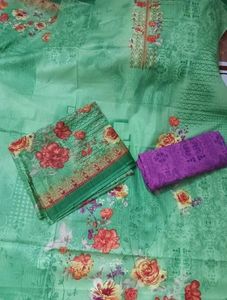 Green Floral Dress Material
