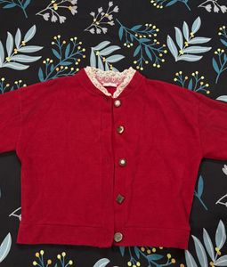 Red Corduroy Cardigan