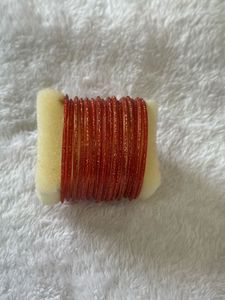 Glass Bangles In Peach Color