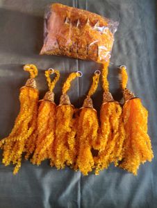 10 Yellow Tassel Decorations - Craft Supplies